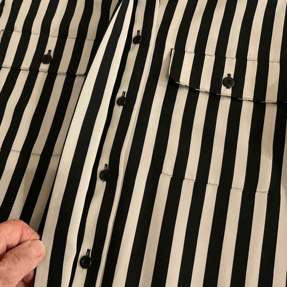 Vintage Yves St. Clair Button Up Blouse Black & Tan Striped Top Women’s Size 10 - Picture 9 of 14